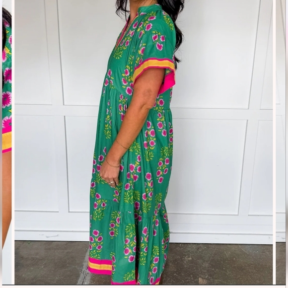 Spring Green Floral Midi Dress-NWT - Picture 6 of 8